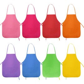 SYEYCW 8 Pcs Kids Painting Apron, Kids Artists Fabric Aprons, Arts Crafts Baking Cooking Party Design Tech, for Kitchen, Classroom, Community Event, Crafts and Art Painting Activity, 8 Colors