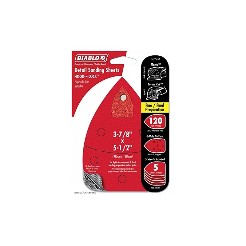 Diablo Premium CAT/Mouse Detail Sanding Sheets with Hook & Lock