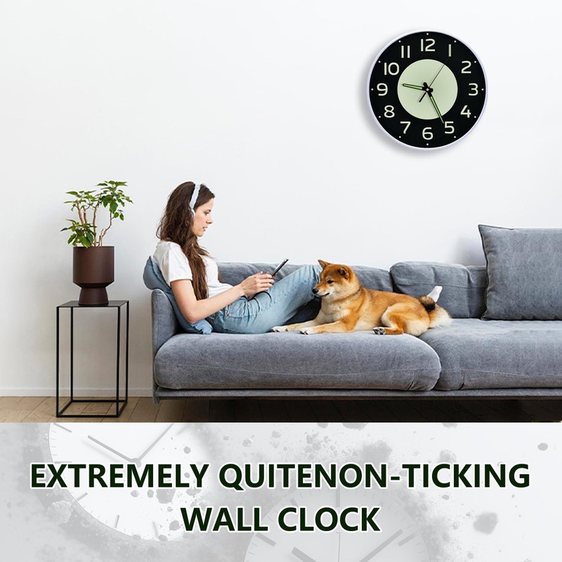 Oxmidud 12 Inch Glow in the Dark Wall Clock,Battery Operated