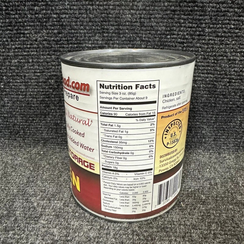 Survival Cave Food USDA Inspected Heat & Serve Chicken Long
