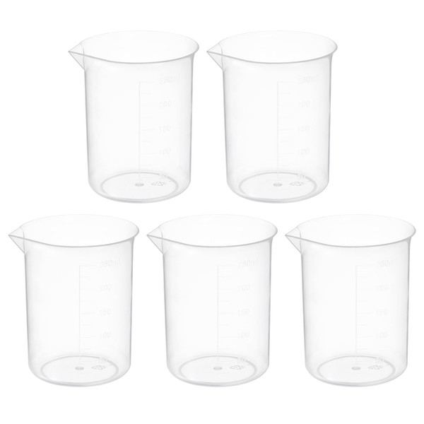 PATIKIL 250ml Measuring Cups, 5Pcs Polypropylene Beakers Graduated Measuring Pitcher