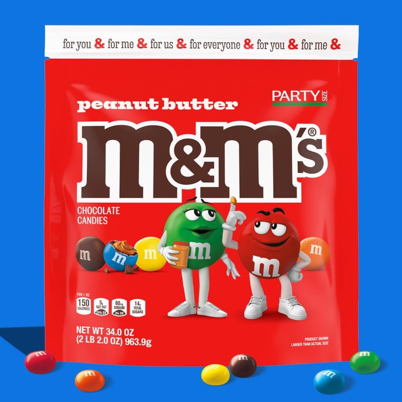 M&M'S Peanut Butter Chocolate Candy Party Size 34-Ounce Bag