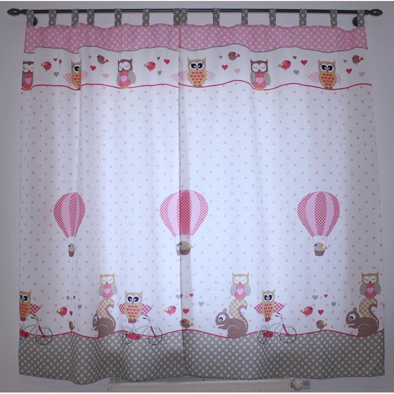 TupTam Children's Room Tab Top Curtains with Tiebacks, Owls 2