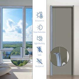 BKSAI Weather Stripping Seal Strip for Door & Window, Self-Adhesive Backing Door & Window Insulation Strip 19.6 Feet, Noise Reducing V-Shape Weathering Seal for Home, Apartment, Grey