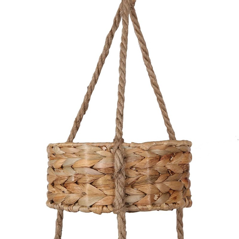 3 Tier Hanging Fruit Basket, Handmade Natural Water Hyacinth Wall