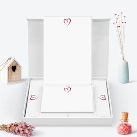 Me Loovely Love Heart Letter Writing Paper Notecard and Envelopes Set Luxury Stationary for Valentine's Day Birthday & Wedding | Christmas Gifts (20 Letters, 10 Cards & 30 Envelopes with Gift Box)