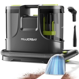 Upholstery Carpet Cleaner, MUJERBAY 15Kpa Portable Spot and Stain Cleaner Shampooer, Easy Move with Handle, 1.5-inch Deep Cleaning Machine for Couch, Stairs, Car and Pet Messes