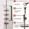 32-122inch Corner Shower Caddy Tension Pole Brown, Rustproof Drill-Free Shower
