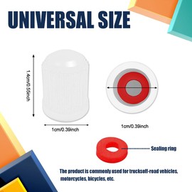 20Pcs Tire Valve Stem Caps, Tire Valve Dust Caps Air Caps Cover with O Rubber Seal, Universal Auto Accessories Corrosion Resistant Stem Covers for Trucks Motorcycles Bicycles SUVs (White)