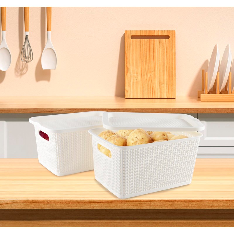 Yomjarl Onion and Potato Storage Bins,Stackable Plastic Pantry Bins with