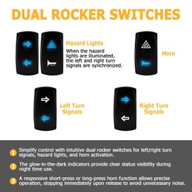 BARQUPO Dual Horns & Turn Signal Kit with Wiring Harness Rocker Switch Hazard Light Universal Street Legal Set Compatible with Polaris RZR Ranger General, Fit Can Am X3 Pioneer Talon