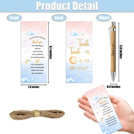 30 Pcs Baby Shower Gifts for Guests, Thank You Gift Sets, Included Bamboo Pens Greeting Cards, Gender Reveal Souvenirs Prizes, Twinkle Twinkle Little Star Baby Shower Decorations