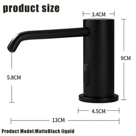 Automatic Touchless Soap Dispenser for Kitchen Bathroom Sink Liquid Built in Matte Black Electric Commercial Soap Dispenser with Pump and Bottle