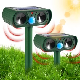 2025 Upgraded Solar Animal Repellent, Ultrasonic Animal Repeller Outdoor with Motion Sensor Cat, Squirrel, Deer, Dog, Raccoon, Skunk, Rabbit, Coyote Deterrent for Yard, Garden, Patio (2)