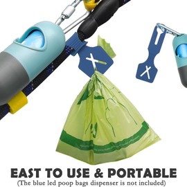 Silicone Hands-Free Dog Poop Bag Holder for Used Poo Bag Carrier Leash Attachment fit Any Leash for Dog Walking(1 Count,Blue)