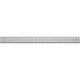 Mitutoyo 182-126, Steel Rule, 12"/300mm ( 1/50, 1/100", 1mm, 0.5mm), 3/64" Thick X 1" Wide, Satin Chrome Finish Tempered Stainless Steel