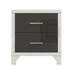 Elegant High Gloss Nightstand with Metal Handle,Mirrored Bedside Table with