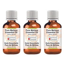 Greenwood Essential Pure Melissa Essential Oil (Melissa officinalis) Natural Therapeutic Quality Steam Distilled (Pack of Three) 100ml x 3 (10oz)