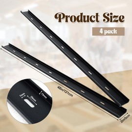 Blulu 4 Pcs 48" L x 2" W C Channel Steel Support Metal Support Bracing Hidden C Bracket for Table Top Live Edge Slab Woodworking, Black Coat Finish