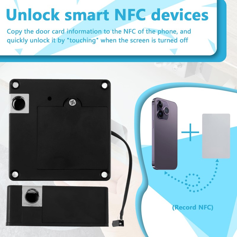 Smart Cabinet Lock, Hidden Cabinet Lock with 2 Cards, Intelligent