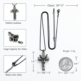 Cremation Jewelry for Ashes Pendant - Cross Urn Necklace with Mini Keepsake Urn Memorial Ash Jewelry (With me always-Black)