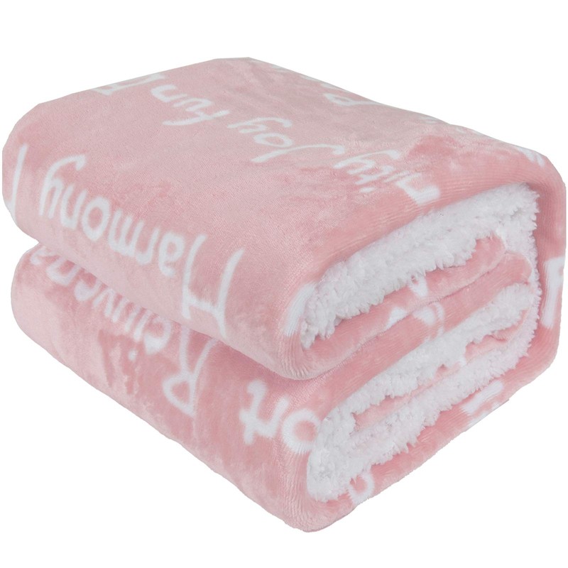 EHC Luxuriously Soft Sherpa Blanket Peach Single (127 x 152