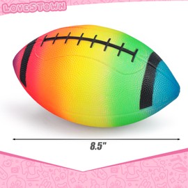 LovesTown Inflatable Footballs, 8.5 Inches Rainbow Rubber Football Neon Practice Footballs, for Indoor & Outdoor Sports Games, Birthday Party Decorations, Sports Kids Gifts