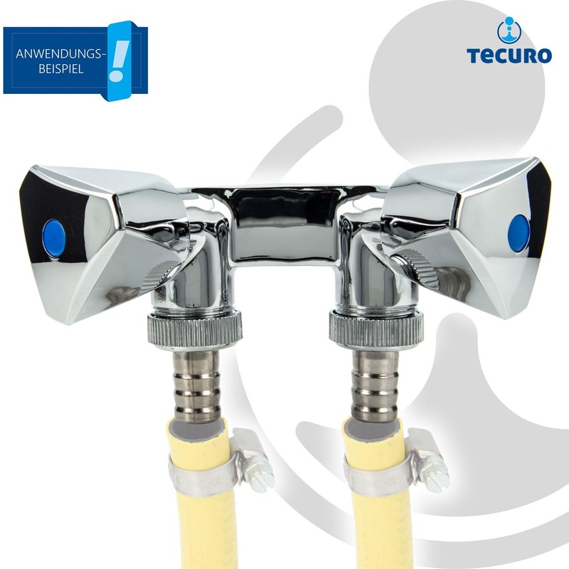 tecuro -22273 Double Device Valve with 2 Outlets Shiny Chrome-Plated