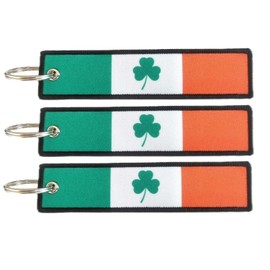 JAVD Ireland Shamrock Flag Keychain Tag with Key Ring - Keys, Cars, Motorcycles, Backpacks, Luggage and Gifts - EDC (3 Pack)