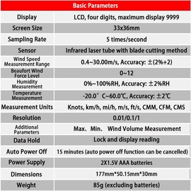 ZOYI ZT-FS1 Digital Anemometer - Accurate Wind Speed & Temperature Measurement, 6 Units Selection, Backlit LED Display, Ideal for Outdoor, HVAC, Industrial Monitoring