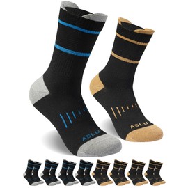 ASLU Men's Work Socks (6/12pairs Moisture Wicking Athletic Socks for Hiking Sports Running Available in M-XXL2321 (US, Alpha, X-Large, Regular, Regular, （Black4+Brown4） 8Pairs)