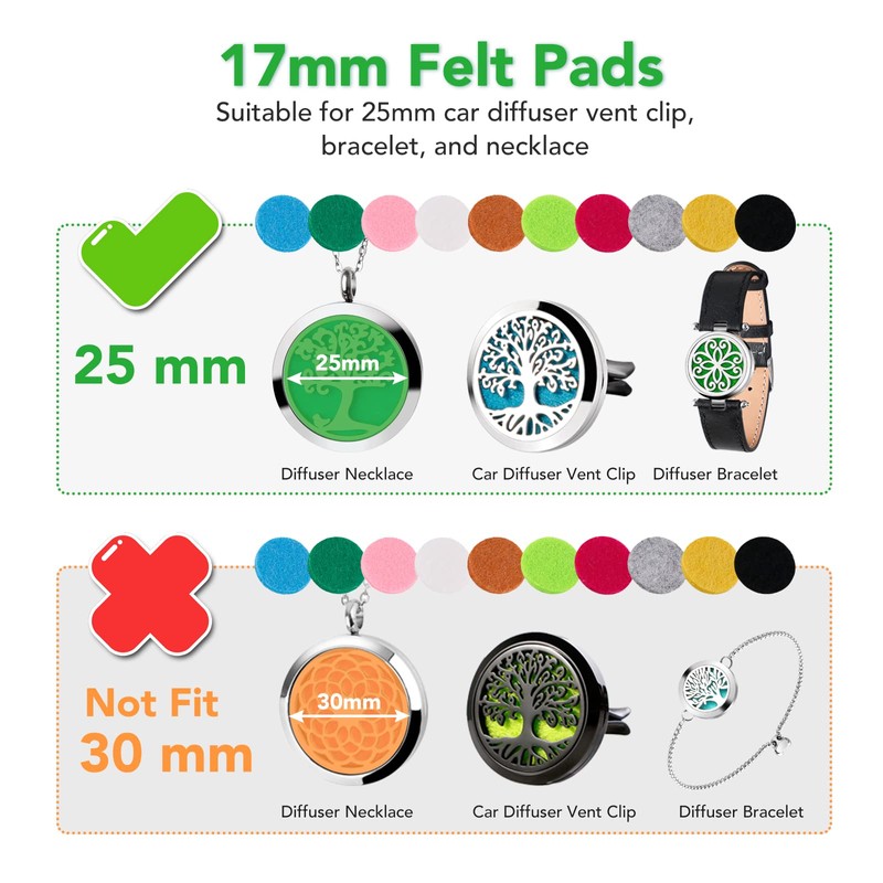 Maromalife 60 PCS Essential Oil Refill Pads, 0.67 Inch Felt