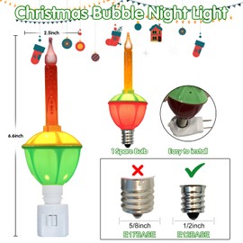 1 Pack Multicolor Christmas Bubble Light Night Lights, 2 Vintage Christmas Bubble Lights with Multicolor Bubble Light Bulb, 5W C7/ E12 Candelabra Base Swivel Plug in Base for Christmas Decoration