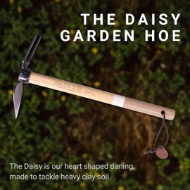 Adler - The Daisy Garden Hoe, Heavy Duty Yard Tool Lawn Care, Loosening Soil, Weeding, Sowing, and Digging, Steel Head 3.9 inches, Wood Handle 17.7 inches (Rose)