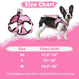 PUPTECK No Pull Dog Harness Medium Sized Dog, Adjustable Reflective Escape Proof Easy Control, Comfortable Soft Padded Step in Pet Vest Harness, Pink, M