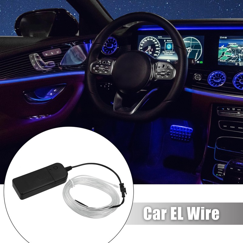 X AUTOHAUX 4 Meter/13ft Neon EL Wire Strip Ice Blue