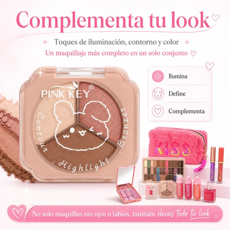 Kit De Maquillaje Completo Sombra Gloss Brochas Cosmetiquera