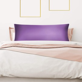 sourcing map Purple Bolster Pillow Cases, Silky Satin Body Pillow Cover with Zipper, Long Body Pillowcase for Hair and Skin, 21x60