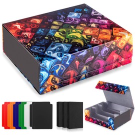 ULTRGEE Card Deck Box compatible with MTG Card - Holds 1800+ Cards, Card Deck Case, Card Storage Box fits TCG/PTCG/YGO Cards and Sport Cards with 10 Dividers - Ethereal Elemental Grid