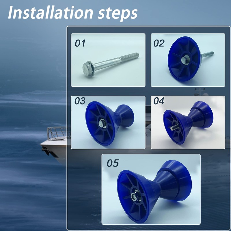 COLOFULWAY 4" Boat Trailer Roller Assembly Poly Bow Roller with