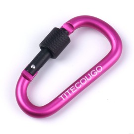 TITECOUGO Aluminum Alloy D-Ring High Strength Carabiner Key Chain Clip Hook For Camping Hiking (Not for Climbing) Pink Black