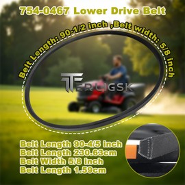 TERLIGSK 754-0467 Lower Drive Belt, 90.8" x 5/8" Aramid Cord Replacement, Fits Craftsman LT2000, Cub Cadet LTX1040, Troy-Bilt, Toro LX460 Mowers