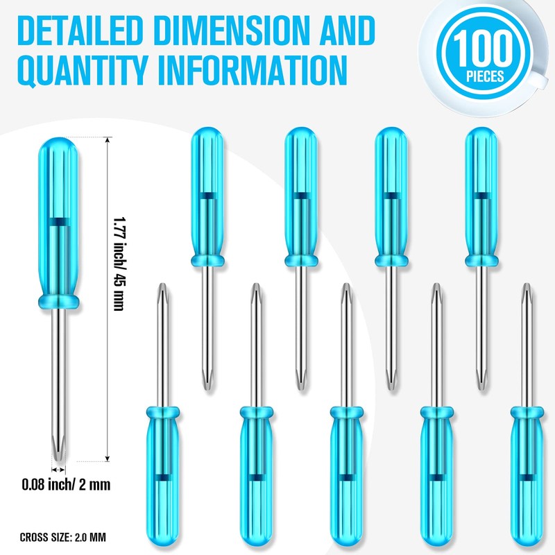100 Pcs Pocket Screwdriver Mini Tops Tiny 2.0 mm Pocket