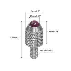 sourcing map Contact Point for Dial Indicator Linear Gauge, 3mm Diameter Ball Tip M2.5 Thread 7.3mm Length