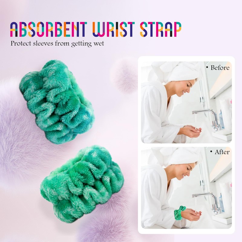 Hroevc Hroevc 4PCS Tie-Dye Spa Headband and Wristband Set for