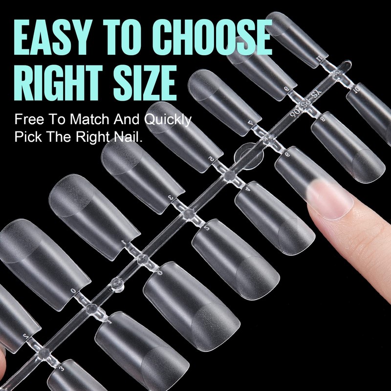 TOMICCA Nail Tips 240 Pieces Full Cover Soft Gel Tips