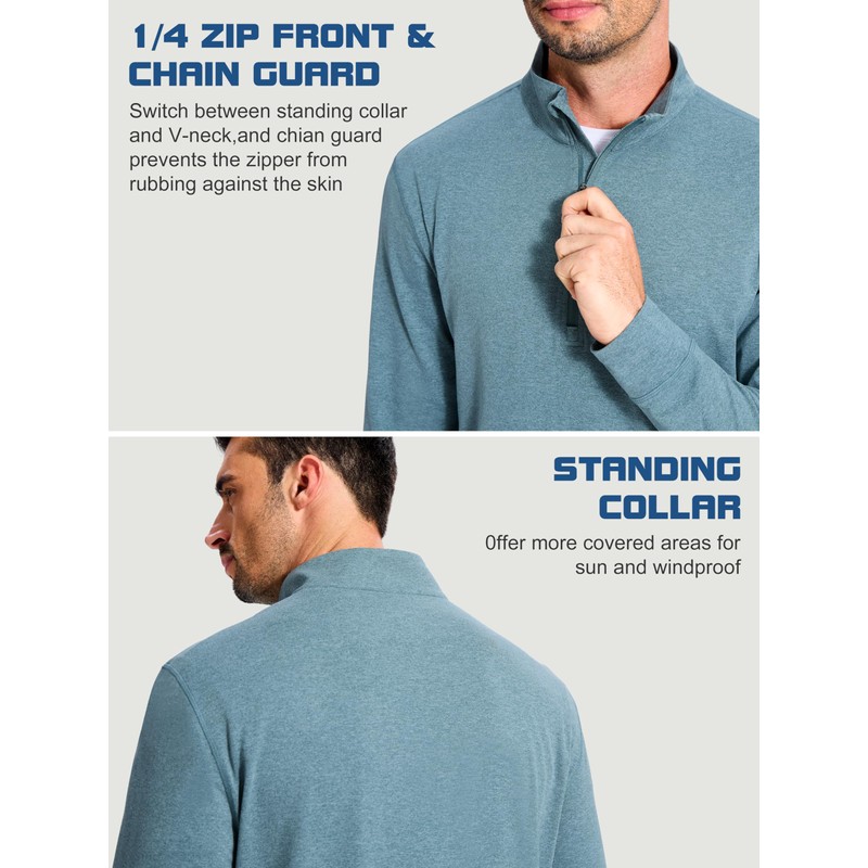 E-LIINJOYE Men's 1/4 Zip Long Sleeve Quick Dry Casual Quarter