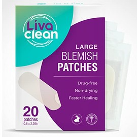 20 CT LivaClean Large Hydrocolloid Acne Patches - For Pore Spots Nose Face Cystic Pimple Zit Patch - Big Pimple Patches Hydrocolloid Bandages Strips Stickers Pimple Patch XL Large Acne Patch Large Hero Mask Surface Area Cover Bandaid Pinple Mighty