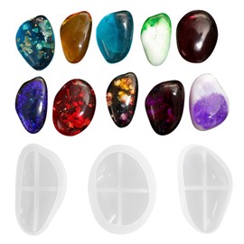 3Pcs Stone Shape Resin Silicone Molds Pebble Anxiety Epoxy Casting Molds for DIY Craft Soap Jewelry Making Table Home Landscaping Display Decorations