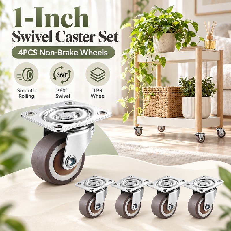 Furniture Swivel Caster Wheels for Trolleys – 4PCS Soft Rubber